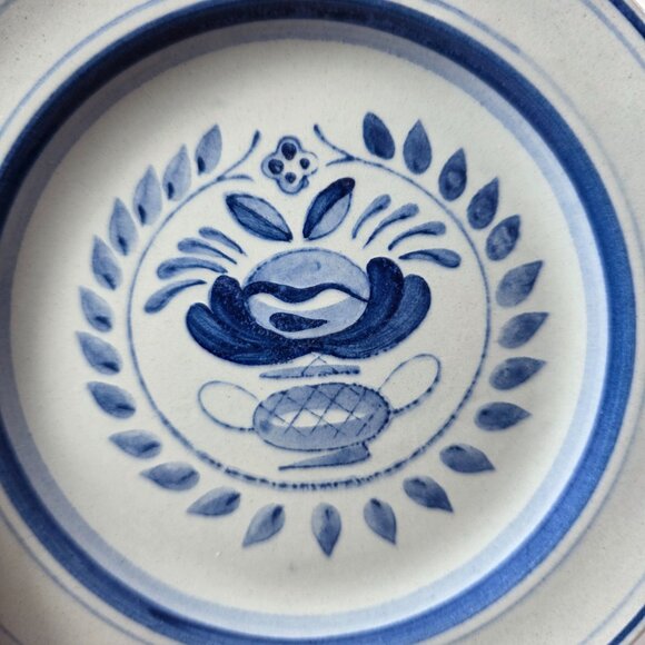 THREE Arabia of Finland Blue Rose Bread Plates Gray/Blue Blue Flowers & Bands - Picture 8 of 10